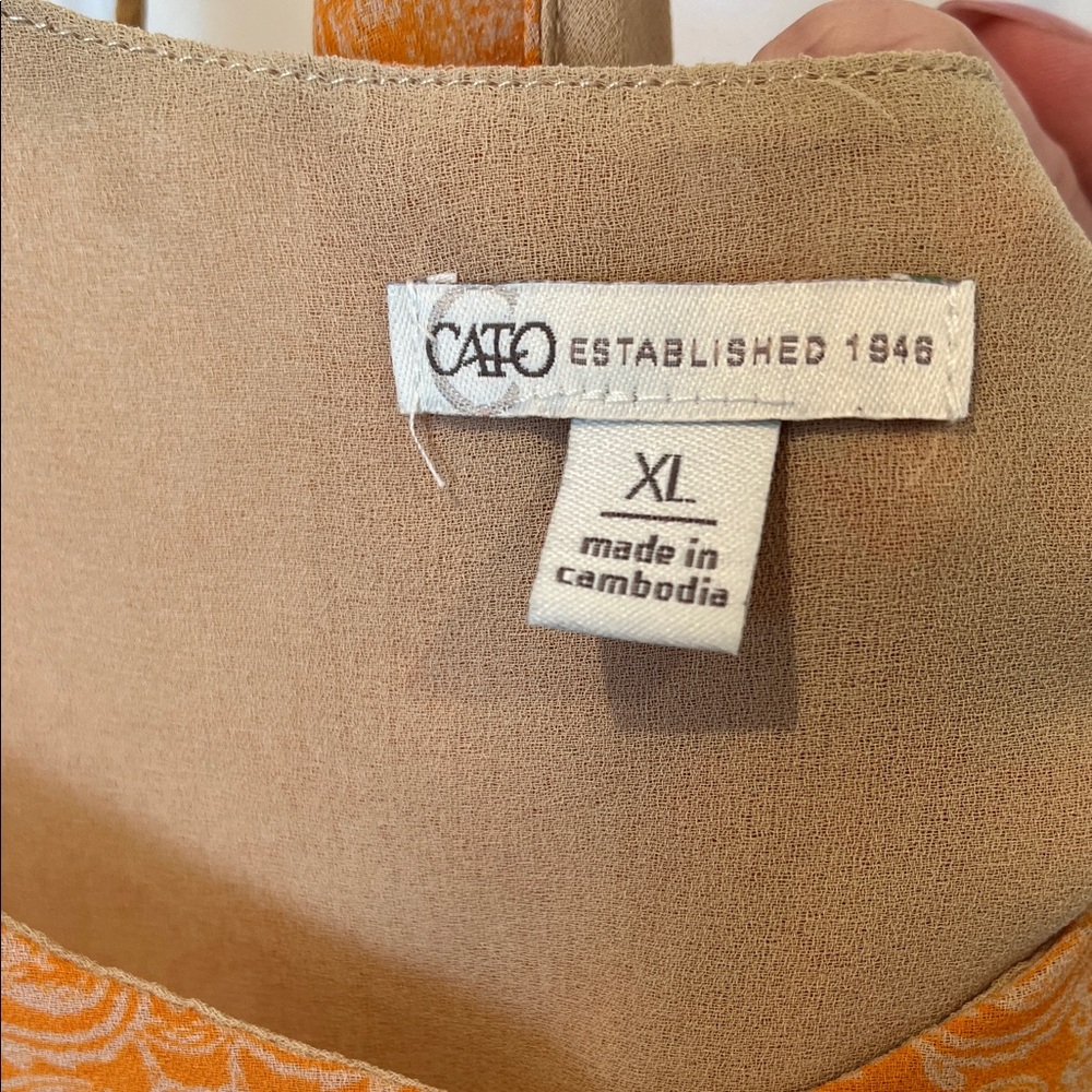 Cato Orange and Cream Lace Camisole - Picture 2 of 5